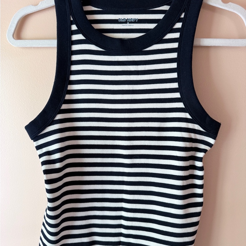 Old Navy Navy and White Striped Tank Top